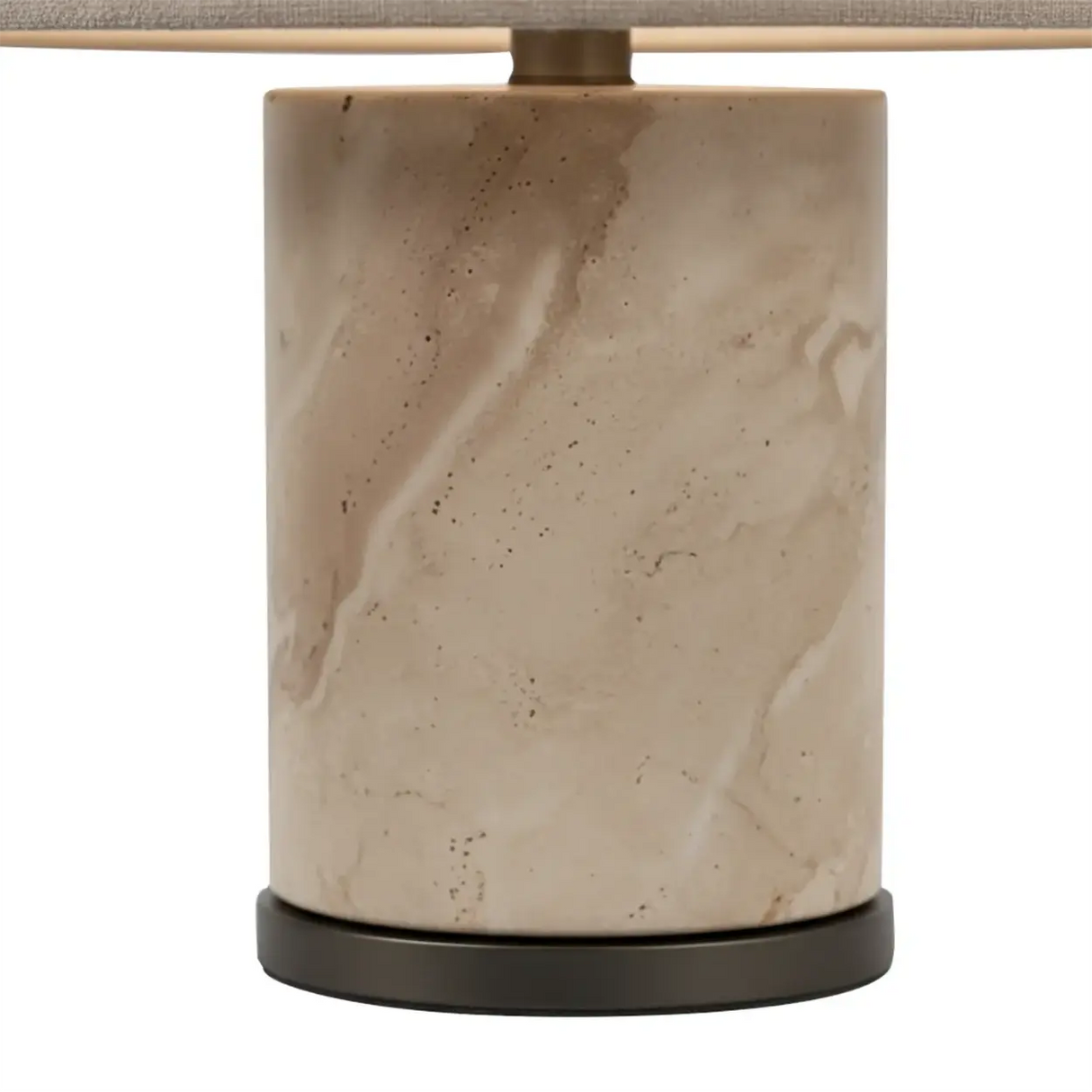 Modern Yellow Travertine Cylindrical Shade Table Lamp Image - 4