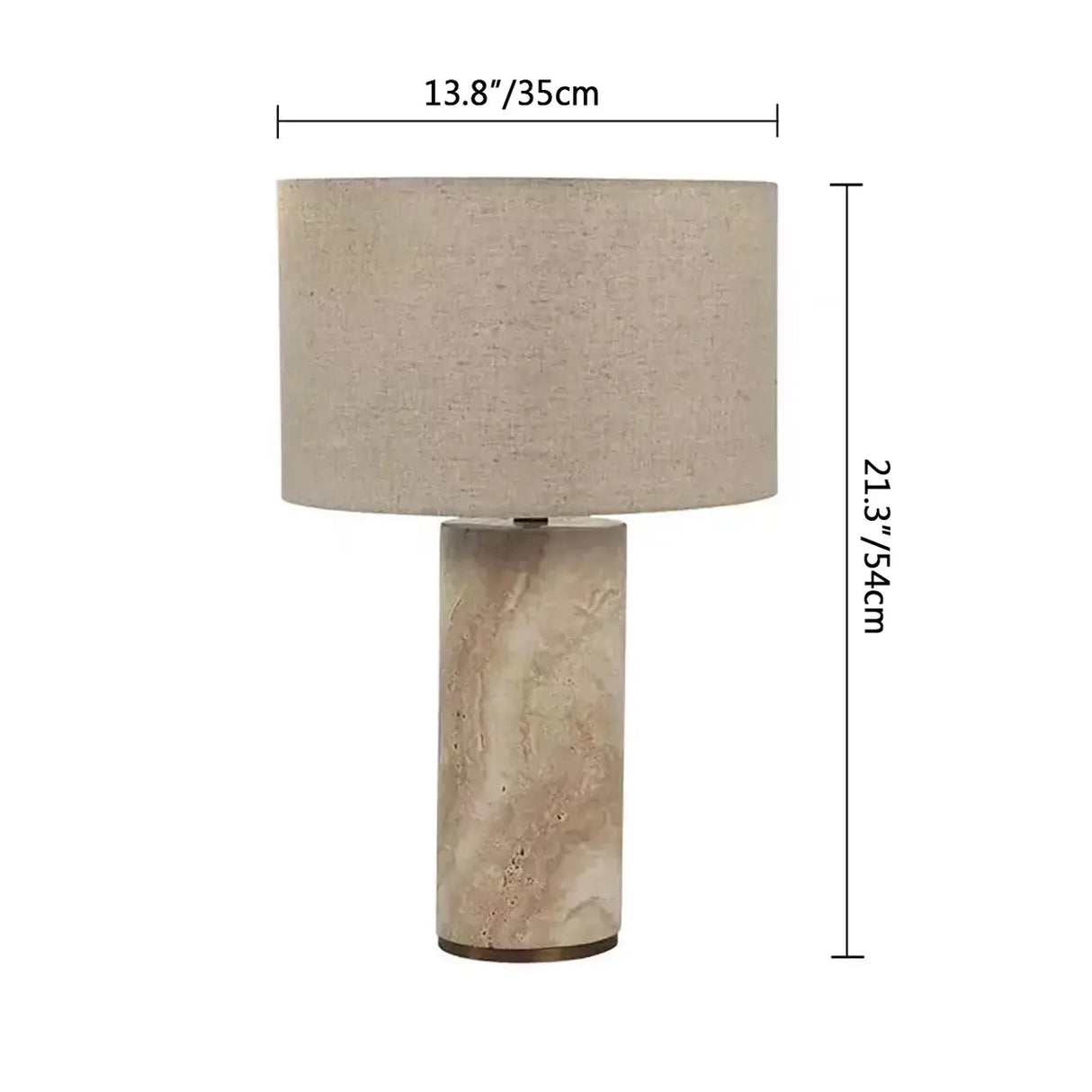 Modern Yellow Travertine Cylindrical Shade Table Lamp