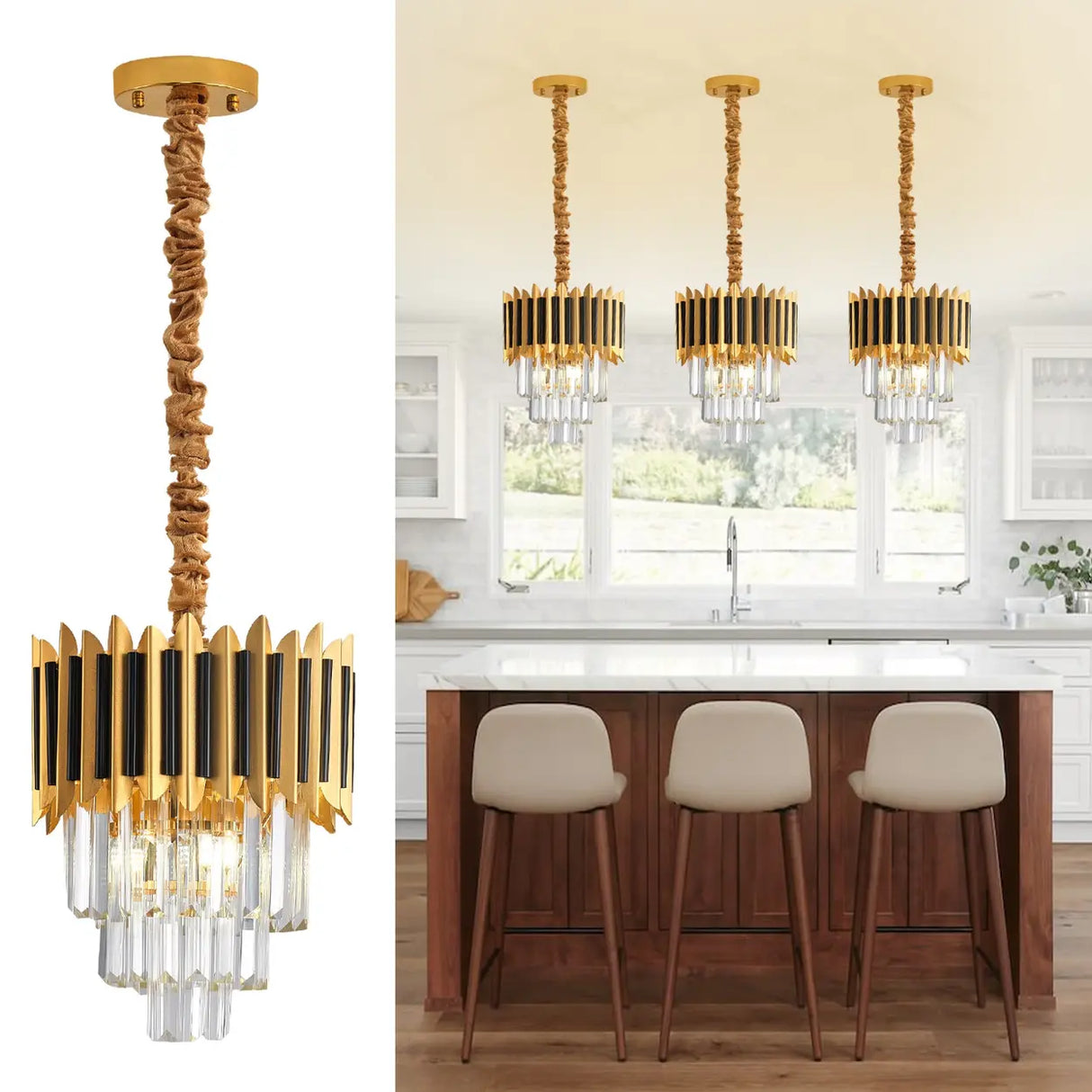 Modernist Mini Tiered Crystal Pendant Light for Dining Image - 2