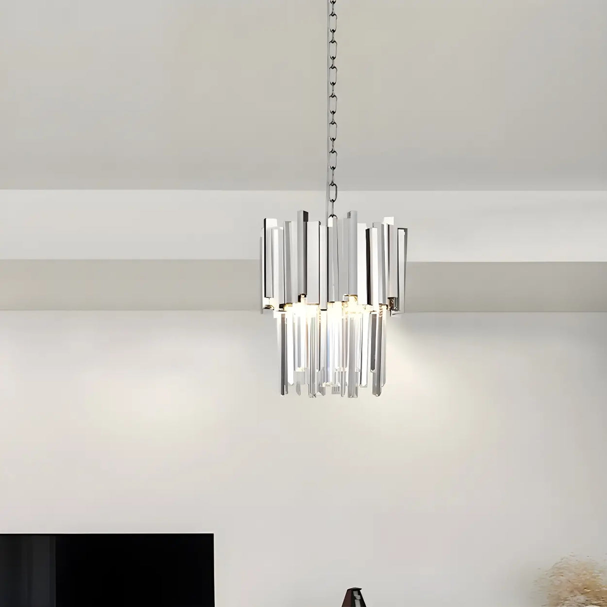 Modernist Mini Tiered Crystal Pendant Light for Dining Image - 7