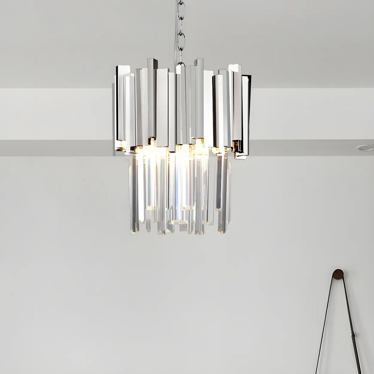 Modernist Mini Tiered Crystal Pendant Light for Dining Image - 8