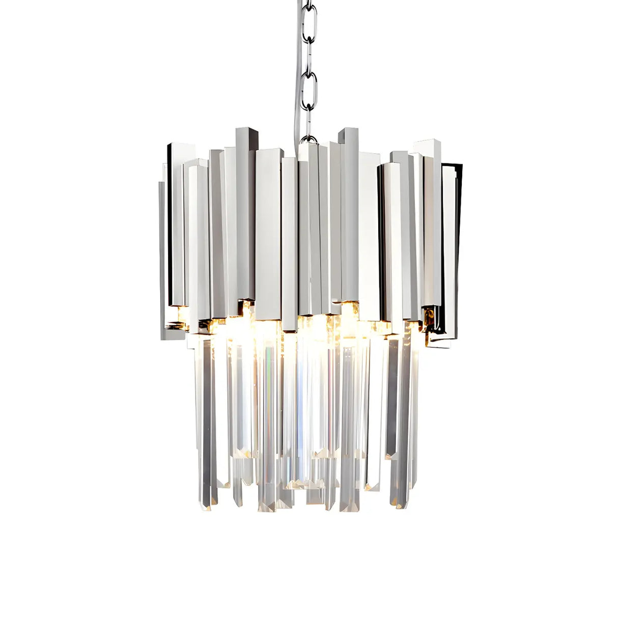 Modernist Mini Tiered Crystal Pendant Light for Dining Image - 9