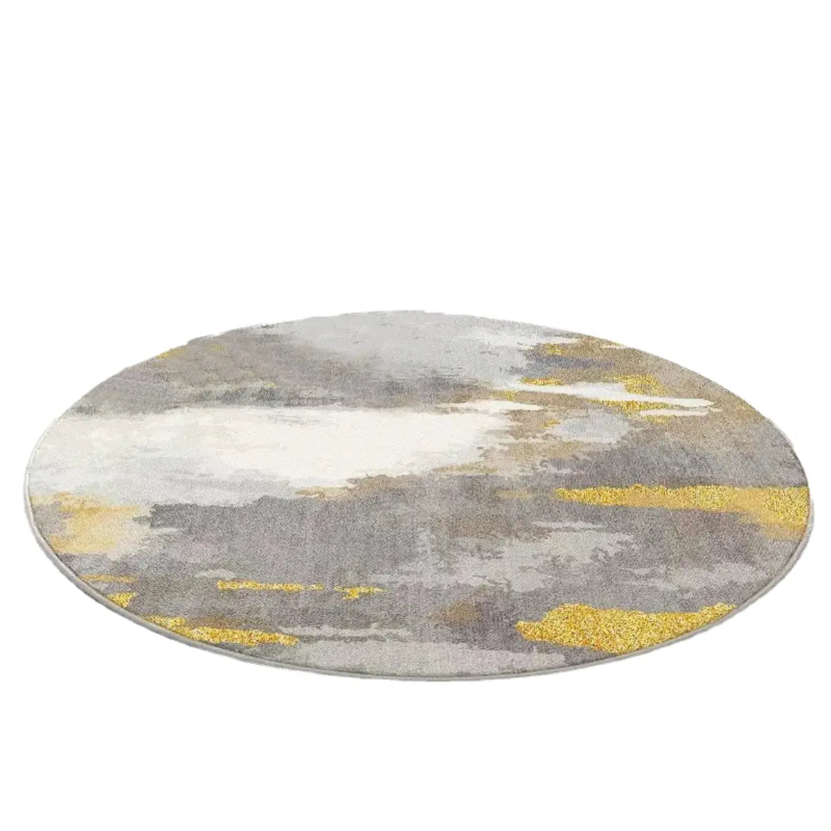 Modish Anti-Slip Abstract Round Gold Accents Area Rug Image - 10