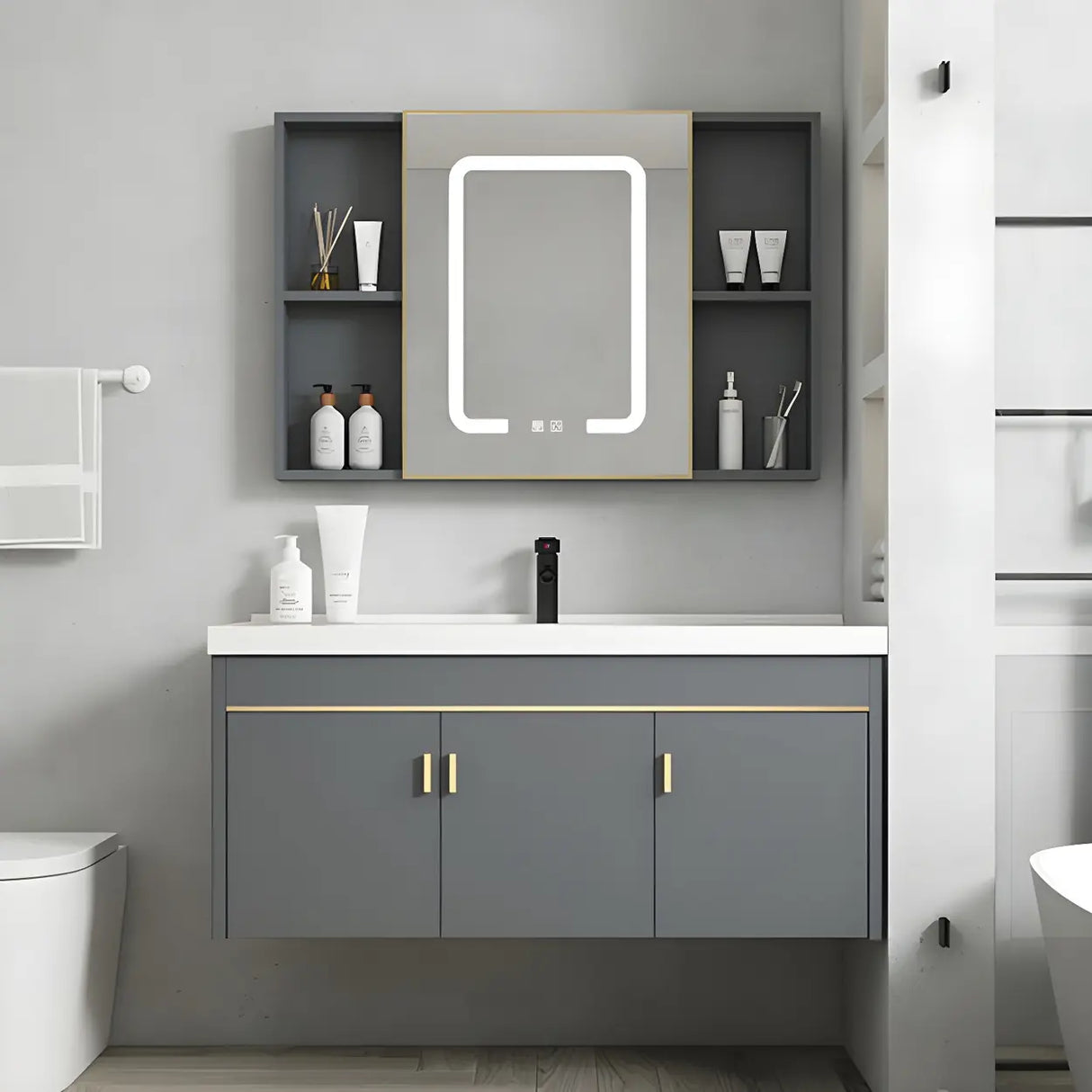 Modish Bath Vanity with Ceramic Sink and Soft-Close Drawers Image - 1