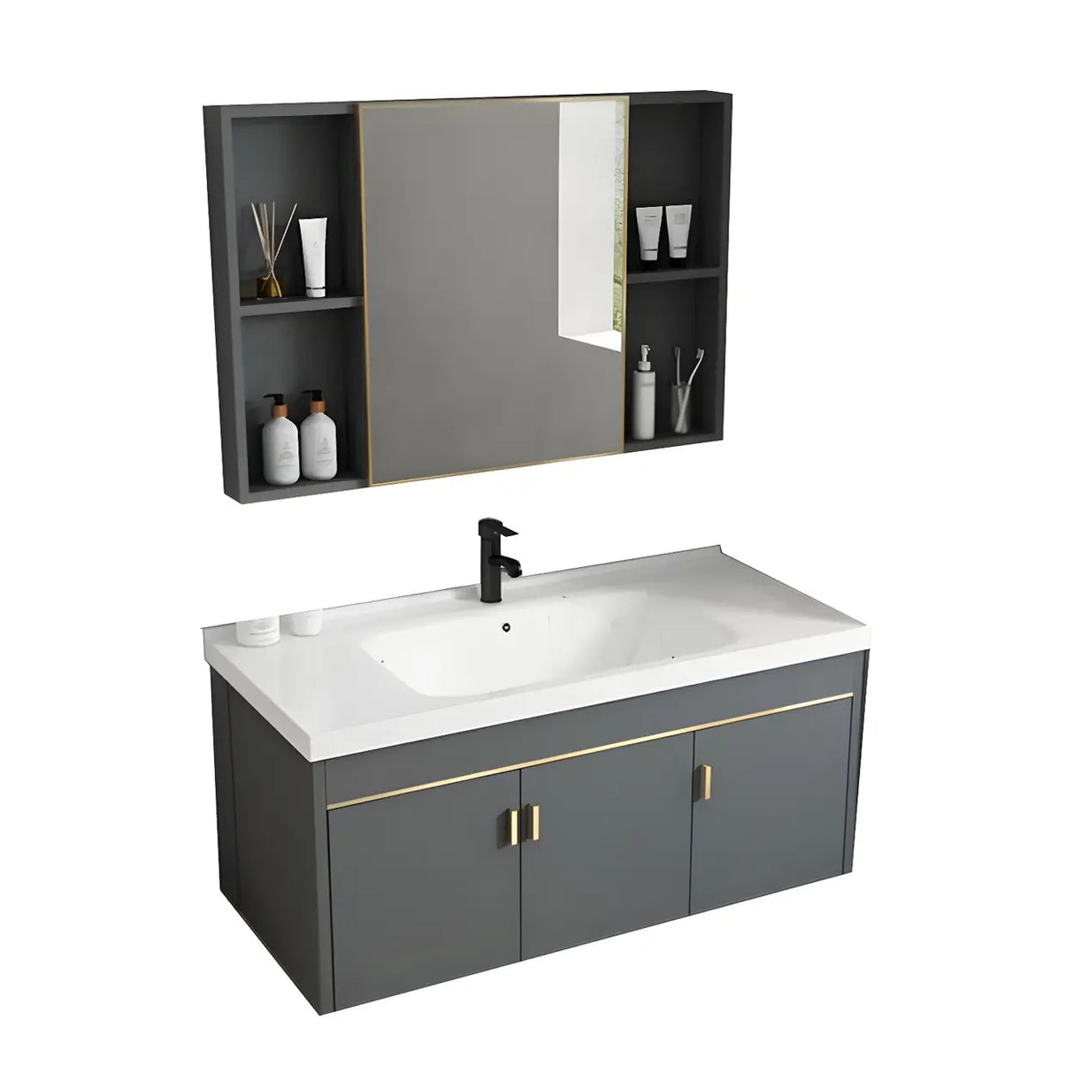 Modish Bath Vanity with Ceramic Sink and Soft-Close Drawers Image - 10