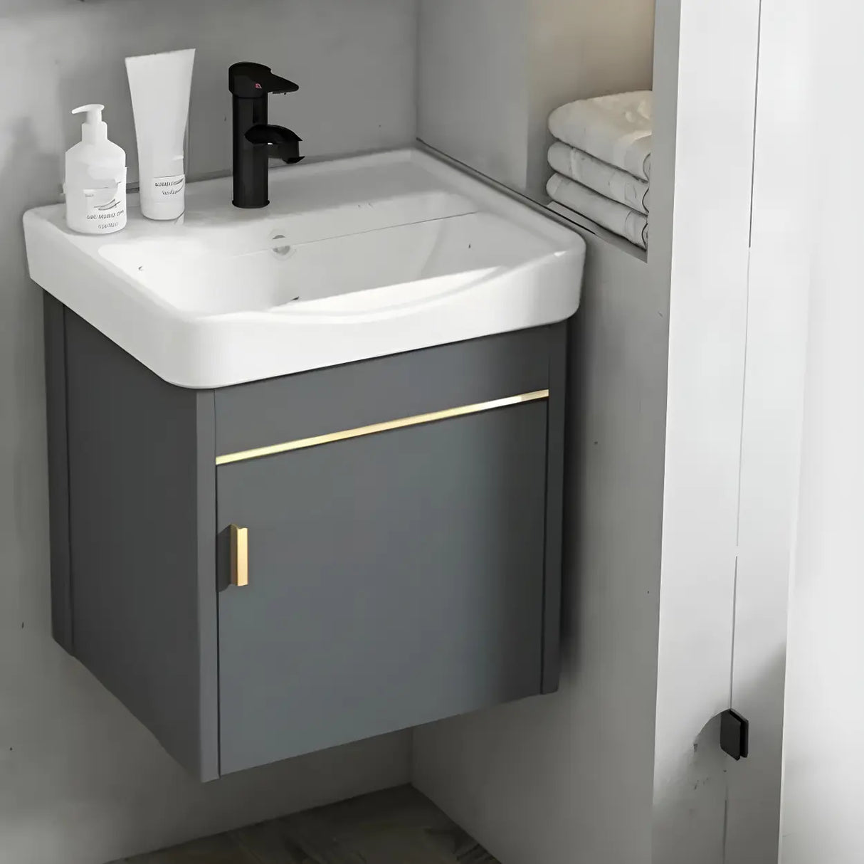 Modish Bath Vanity with Ceramic Sink and Soft-Close Drawers Image - 12