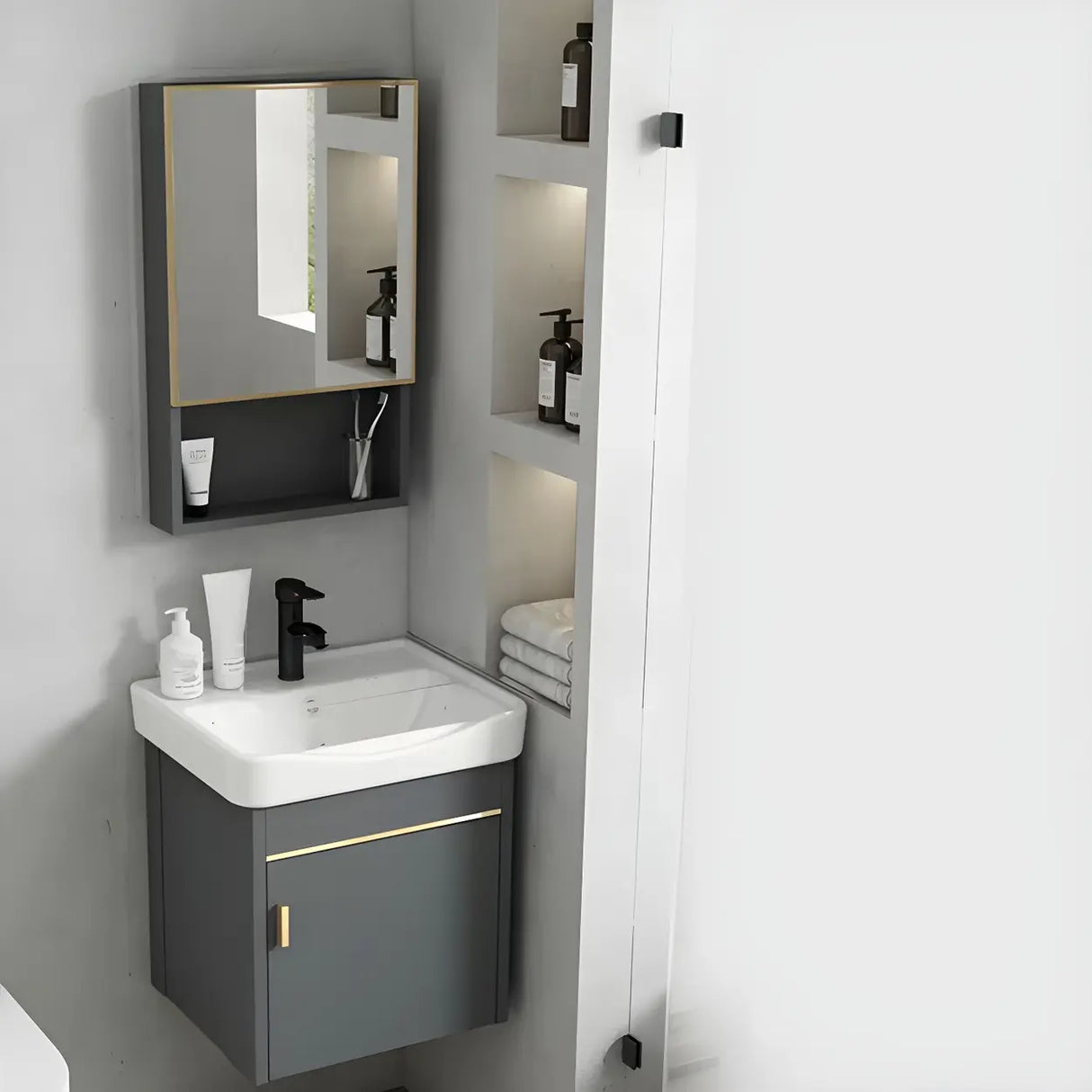 Modish Bath Vanity with Ceramic Sink and Soft-Close Drawers Image - 3