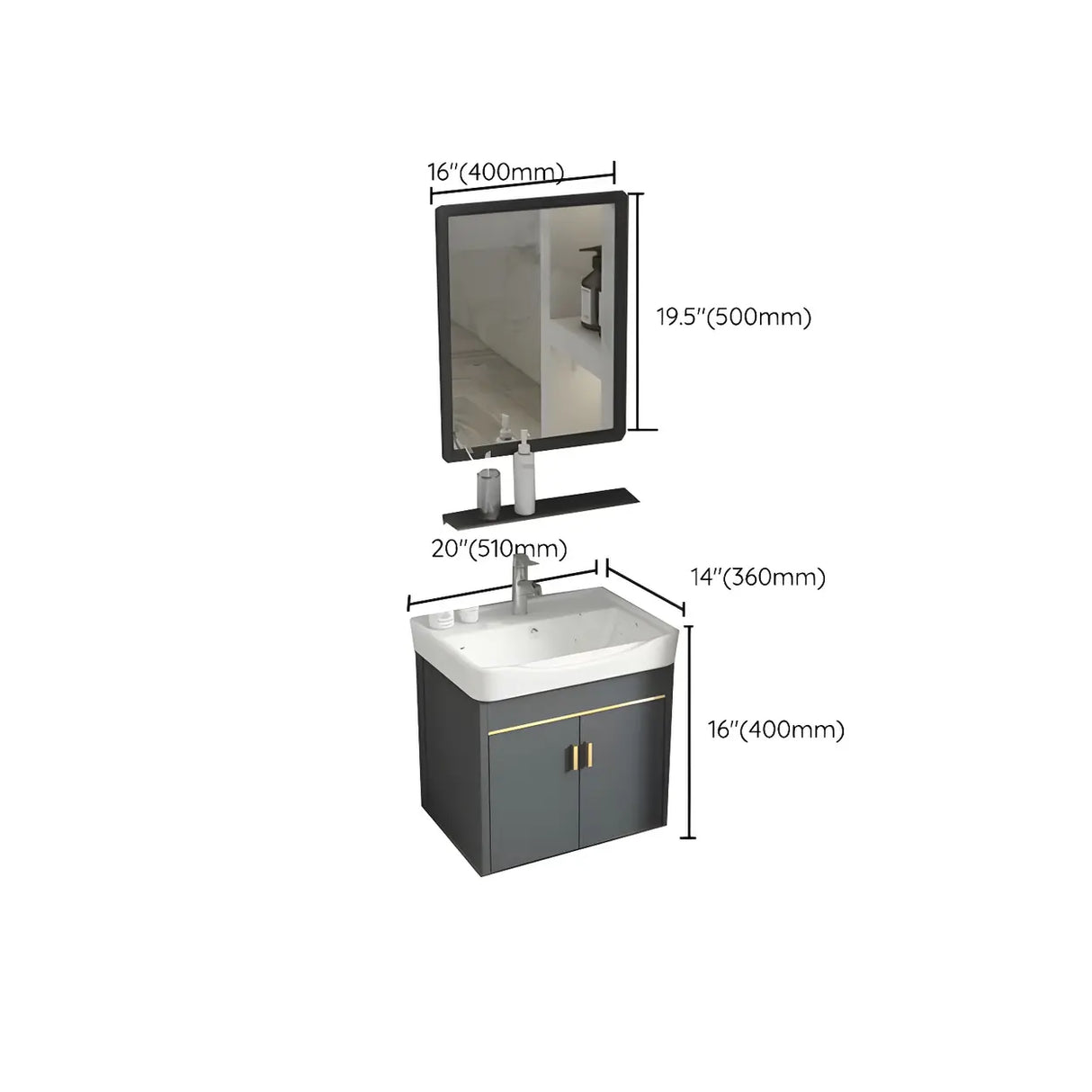 Modish Bath Vanity with Ceramic Sink and Soft-Close Drawers Image - 33