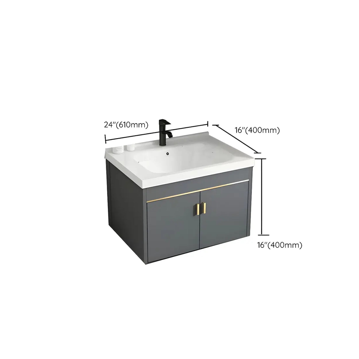 Modish Bath Vanity with Ceramic Sink and Soft-Close Drawers Image - 35