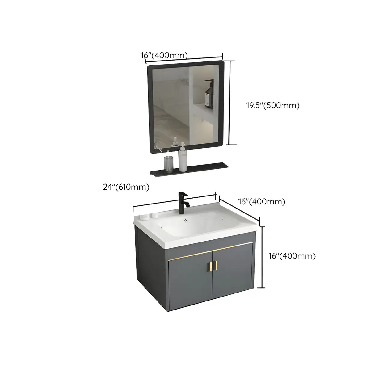 Modish Bath Vanity with Ceramic Sink and Soft-Close Drawers Image - 36