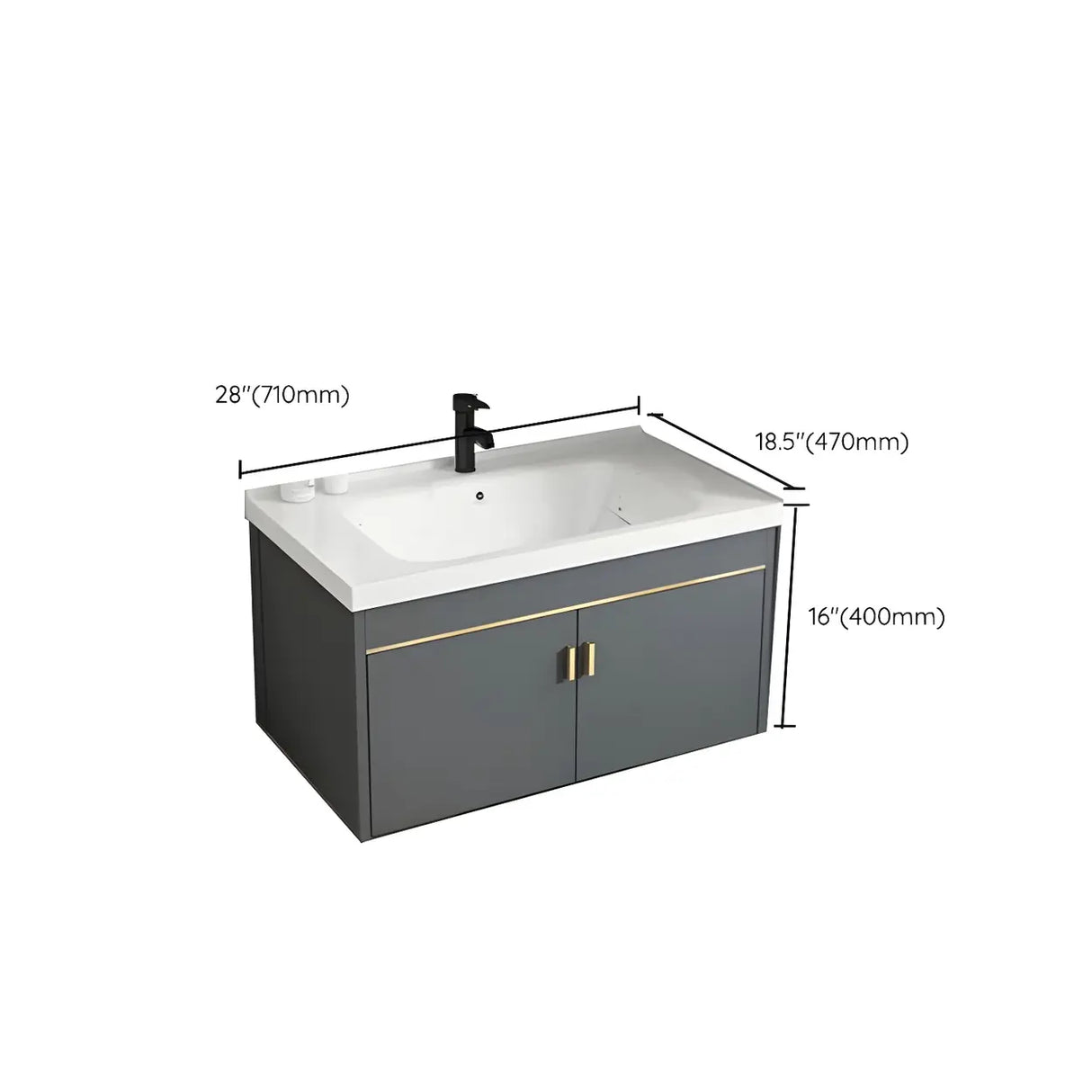 Modish Bath Vanity with Ceramic Sink and Soft-Close Drawers Image - 40