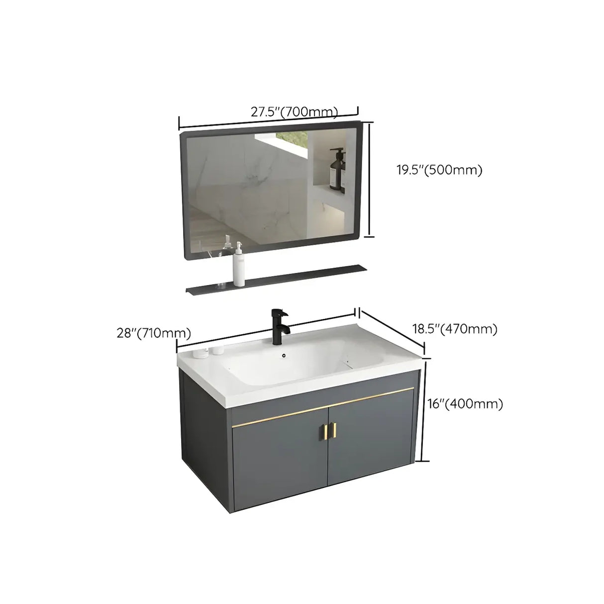 Modish Bath Vanity with Ceramic Sink and Soft-Close Drawers Image - 41