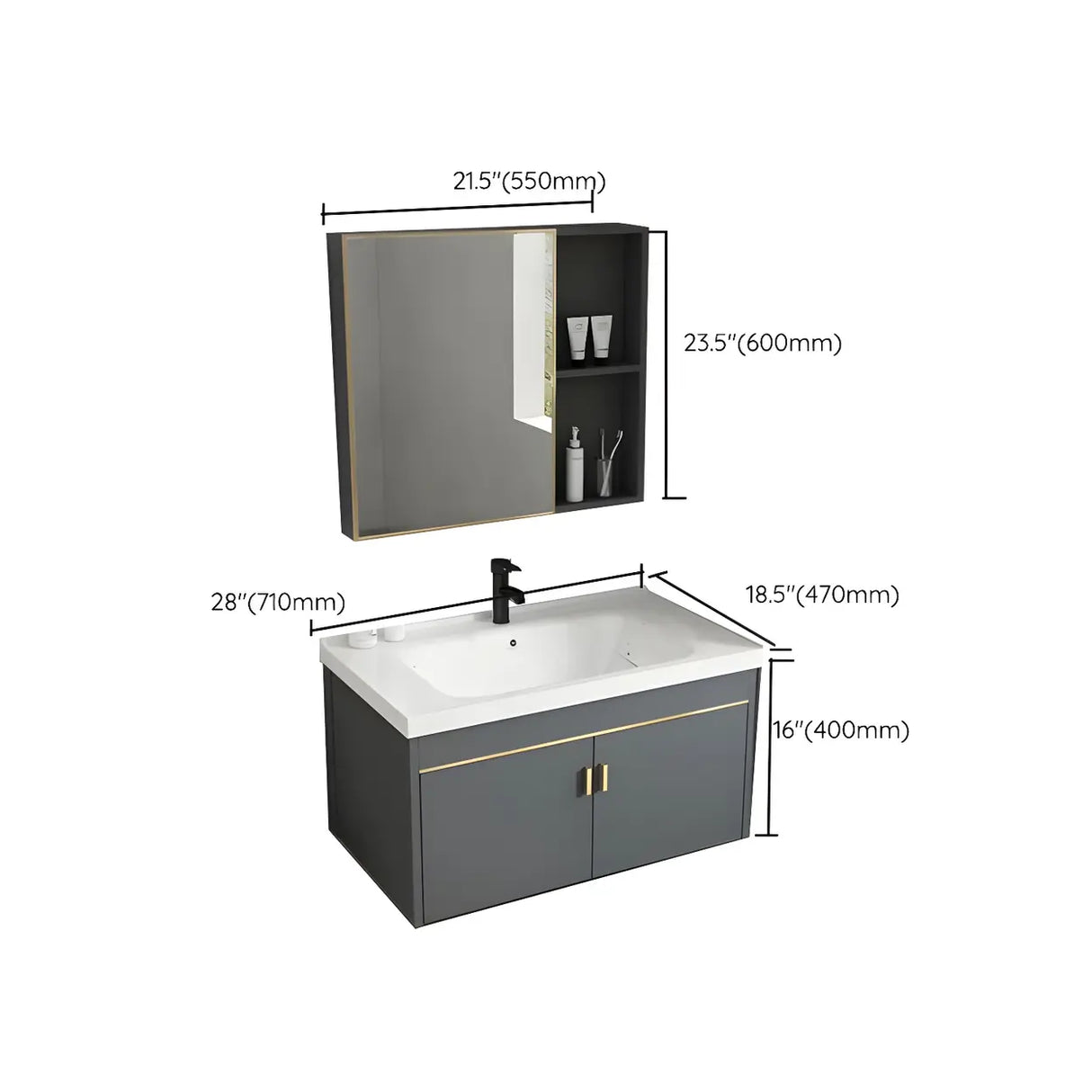 Modish Bath Vanity with Ceramic Sink and Soft-Close Drawers Image - 42