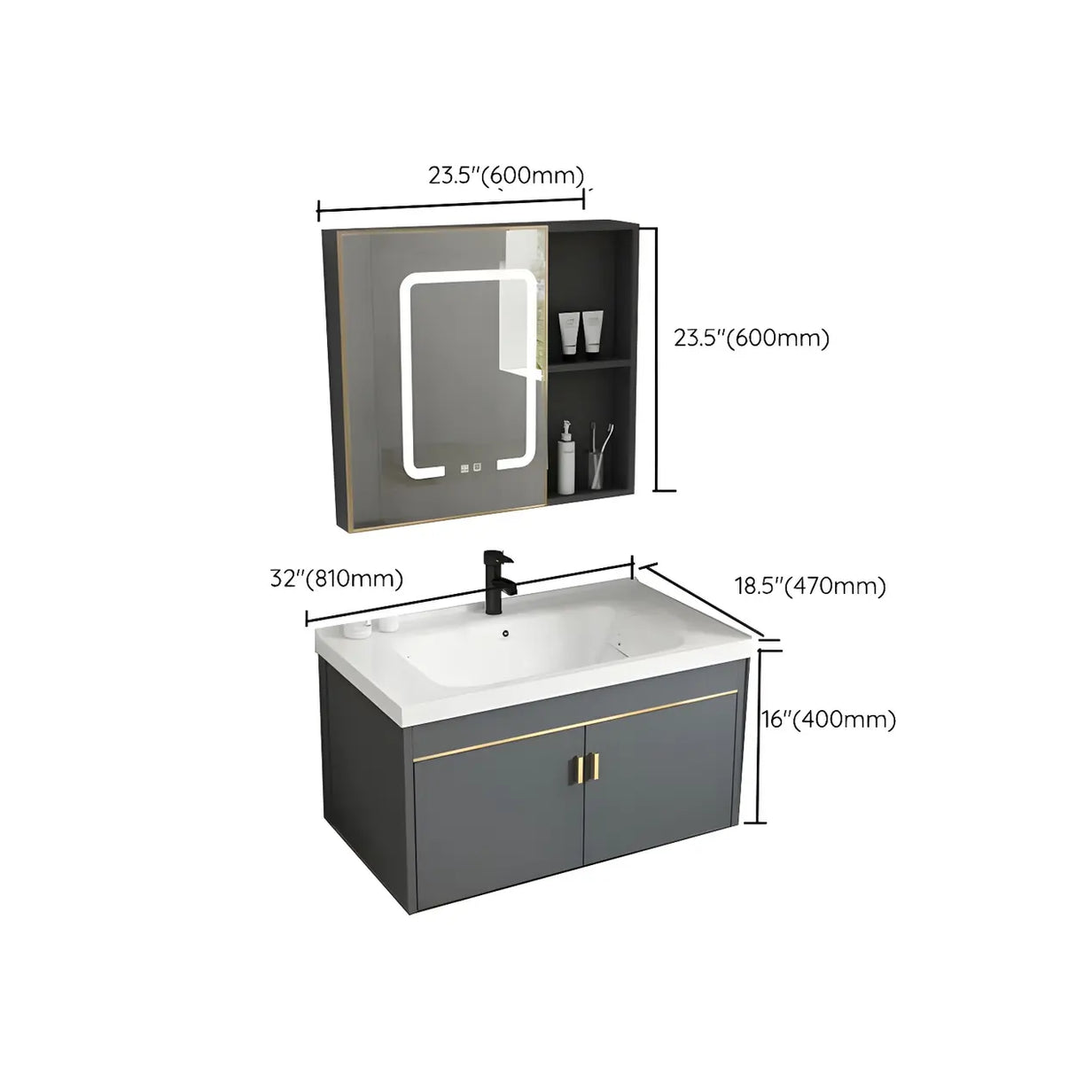 Modish Bath Vanity with Ceramic Sink and Soft-Close Drawers Image - 49