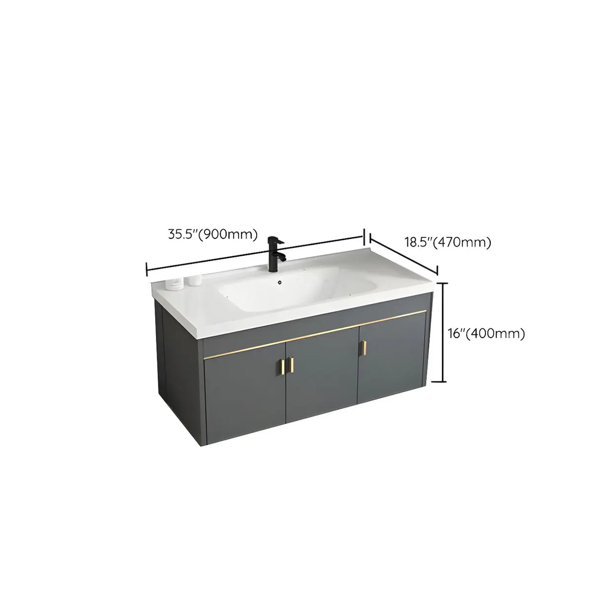 Modish Bath Vanity with Ceramic Sink and Soft-Close Drawers Image - 50