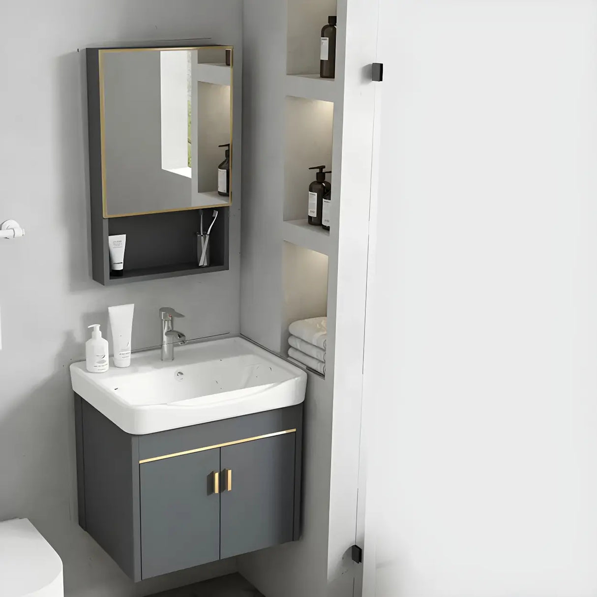 Modish Bath Vanity with Ceramic Sink and Soft-Close Drawers Image - 6