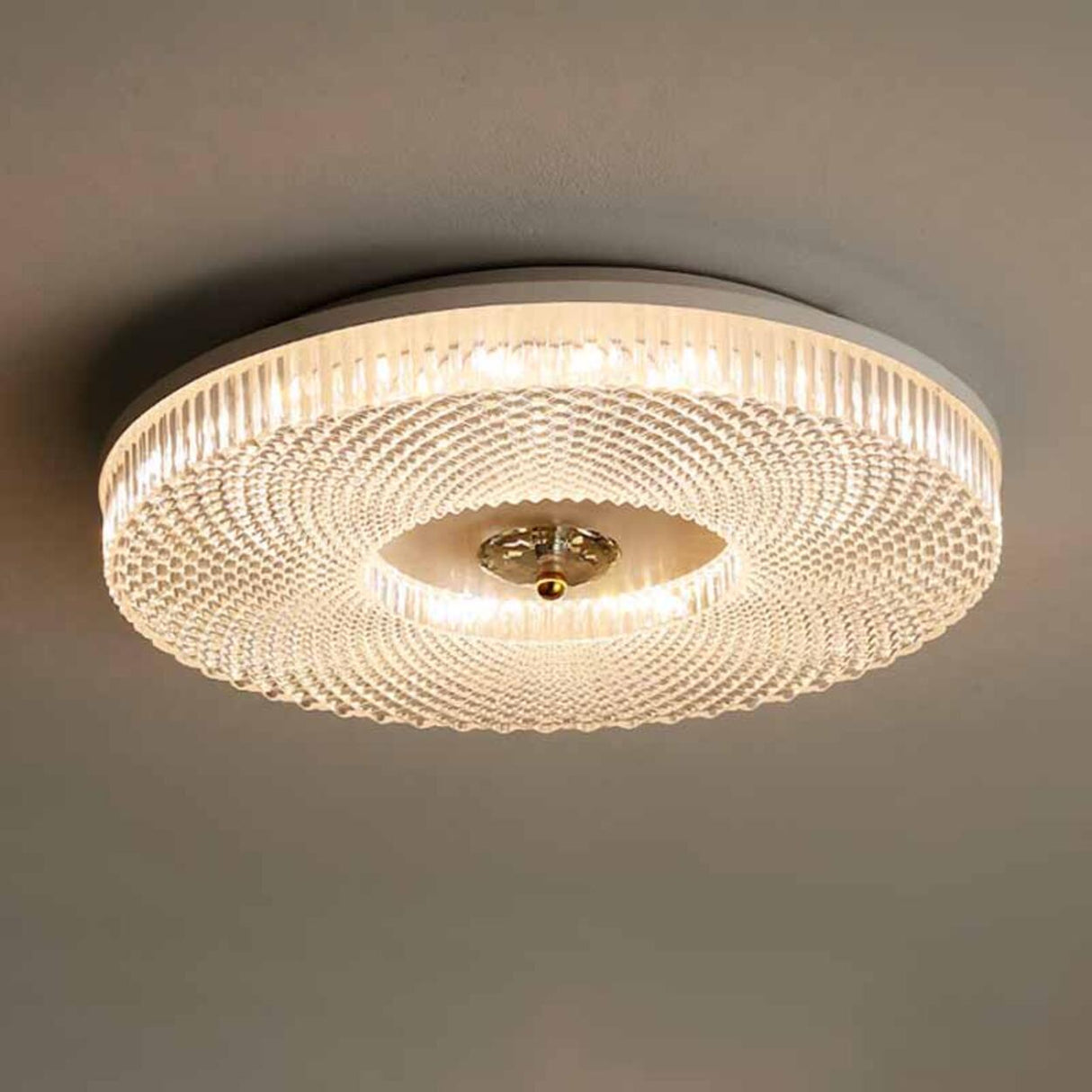 Modish Bedroom Gold Round LED Flush Mount Ceiling Light Image - 10
