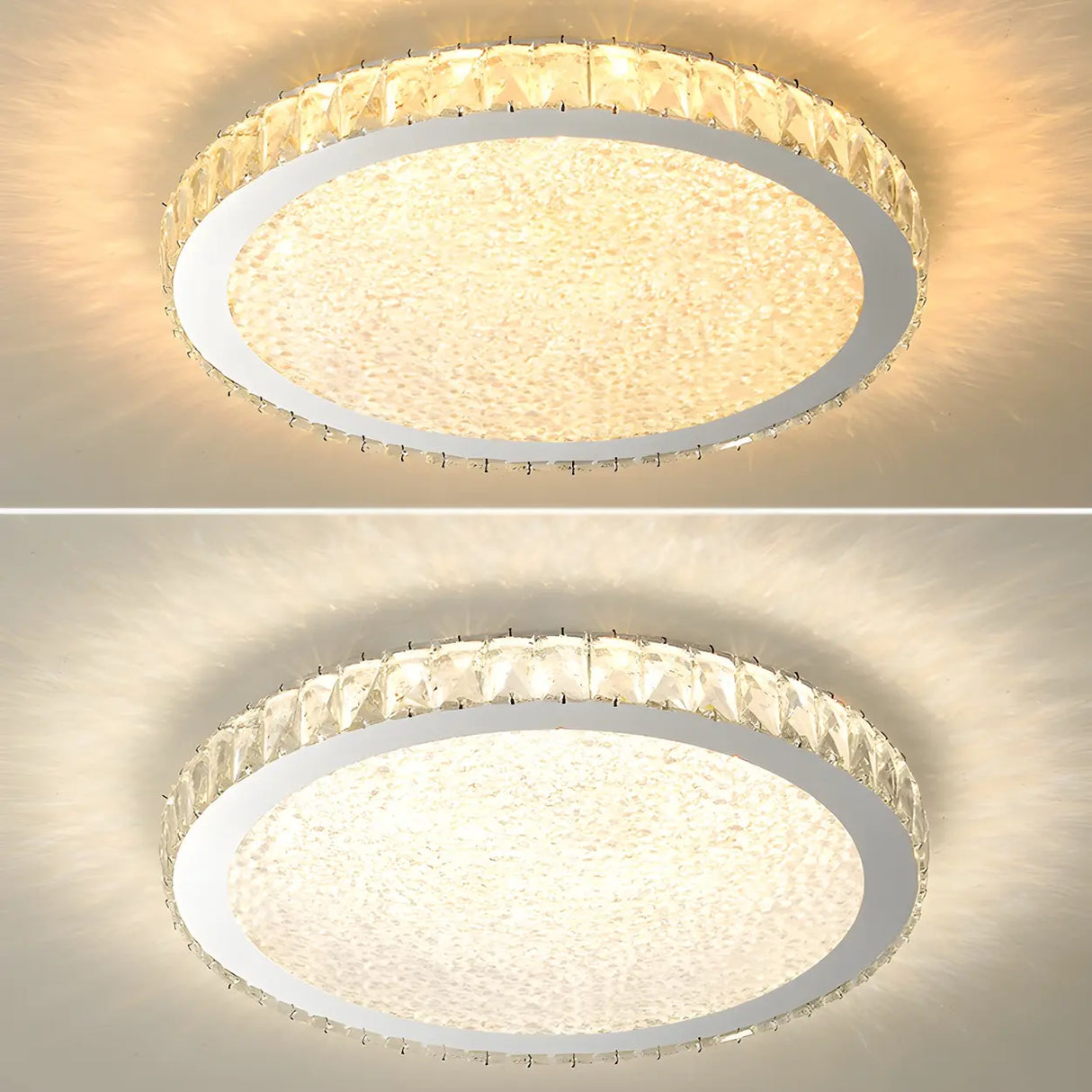 Modish Bedroom Round Crystal Flush Mount Ceiling Light Image - 17