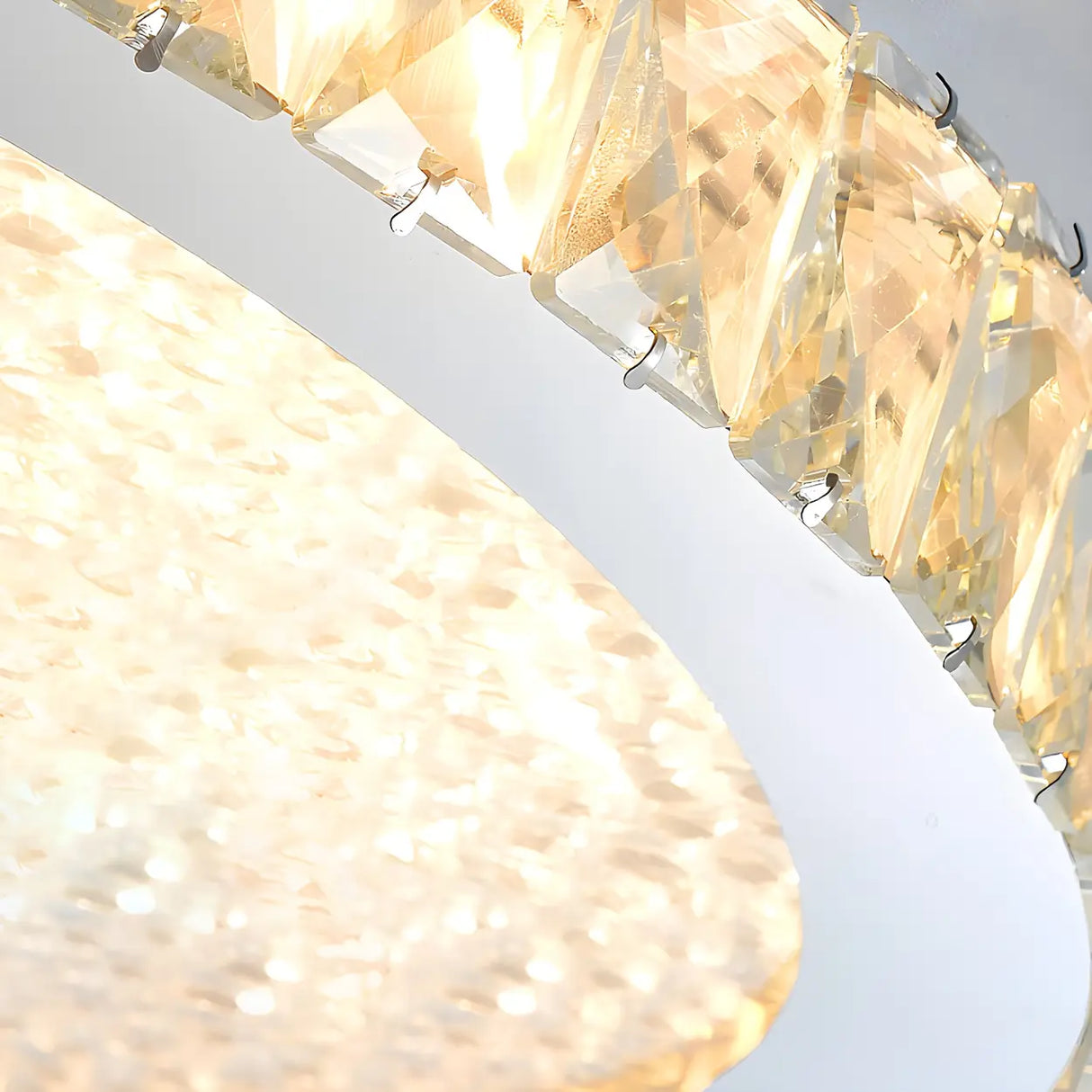 Modish Bedroom Round Crystal Flush Mount Ceiling Light Image - 21