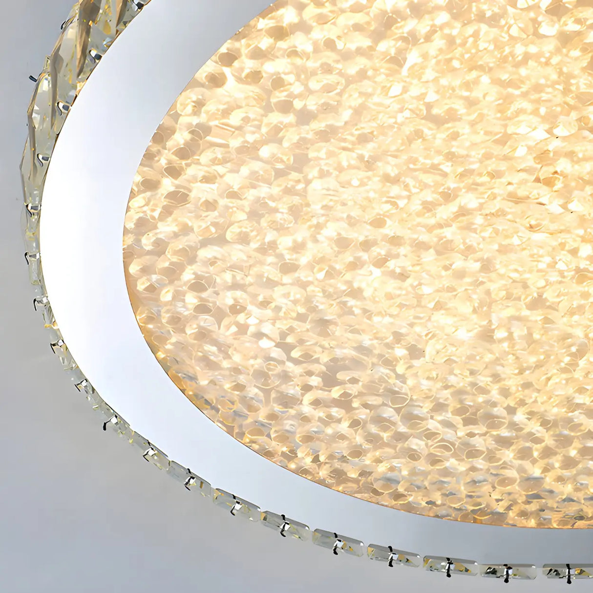 Modish Bedroom Round Crystal Flush Mount Ceiling Light Image - 22