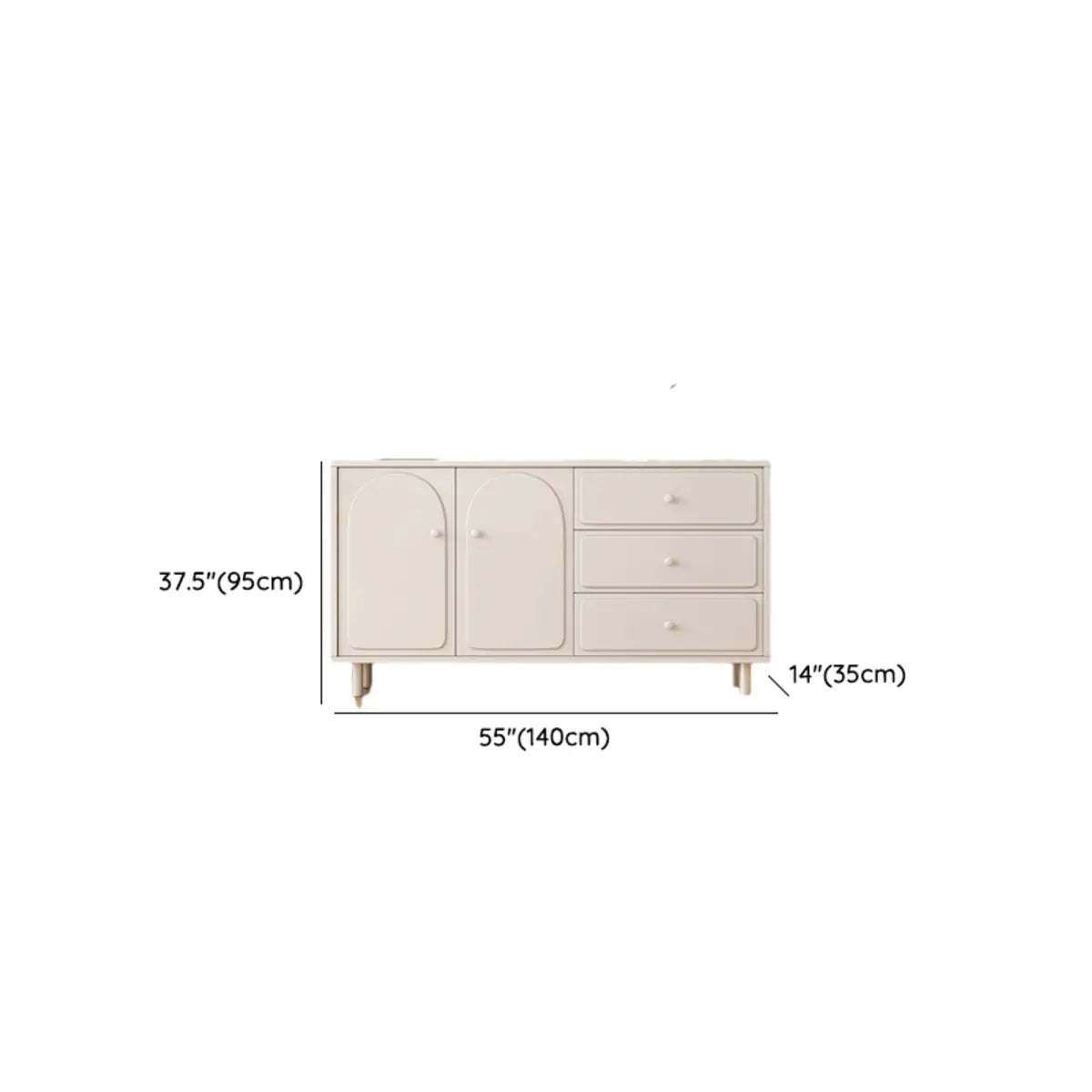 Modish Beige Wood Adjustable Sideboard with Drawers Image - 12
