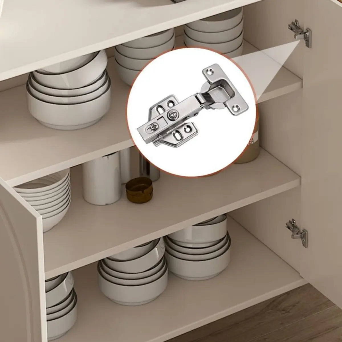 Modish Beige Wood Adjustable Sideboard with Drawers Image - 7