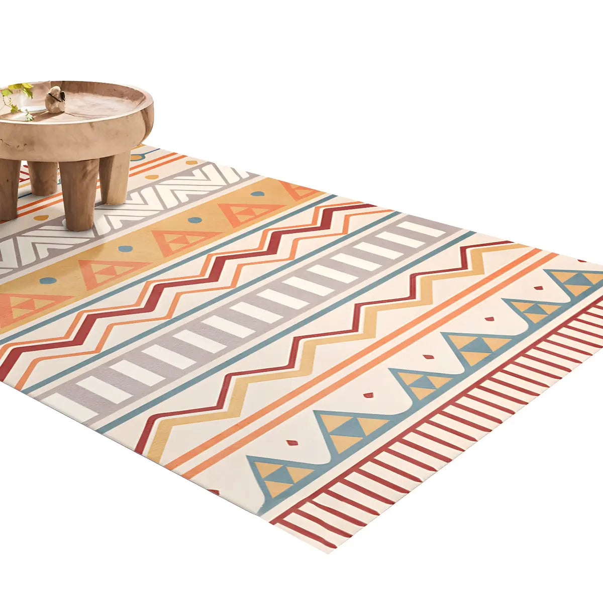 Modish Brown Geometric Polyester Rectangle Area Rug Image - 5