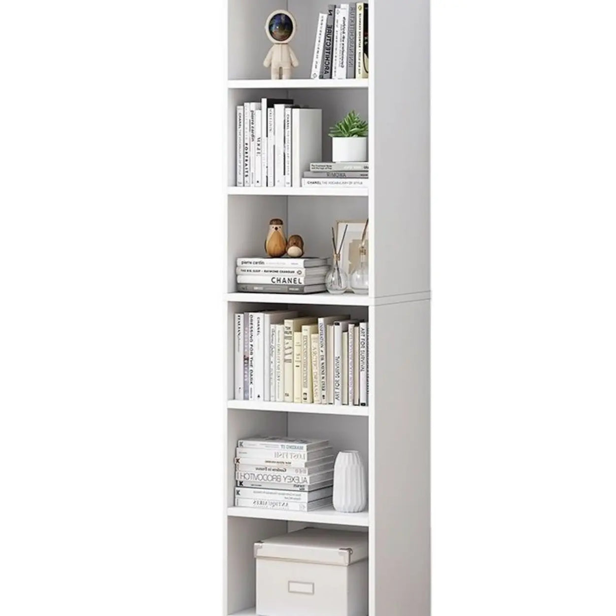 Modish Classic Wood Vertical Narrow Organizer Bookcase Image - 10