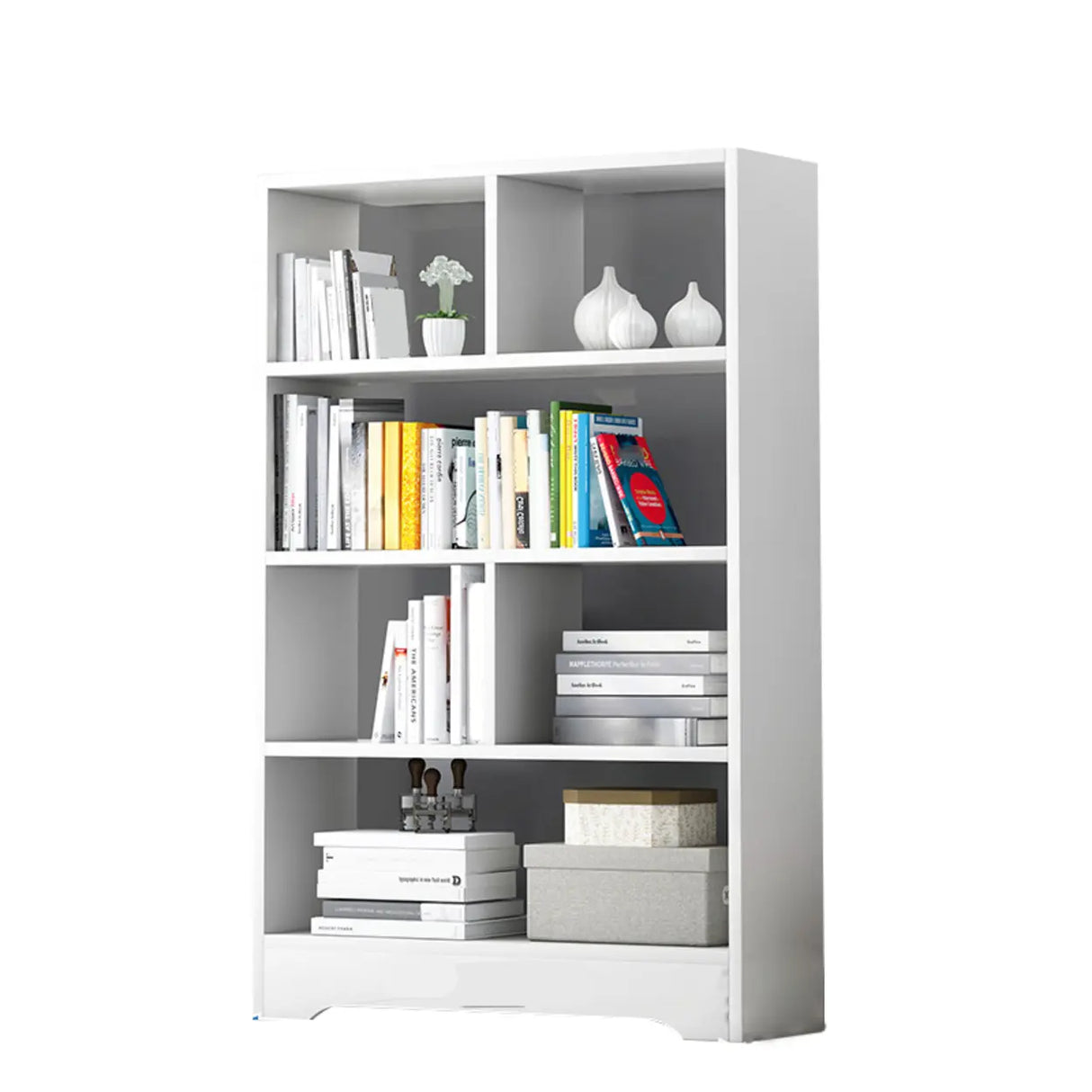 Modish Classic Wood Vertical Narrow Organizer Bookcase Image - 11