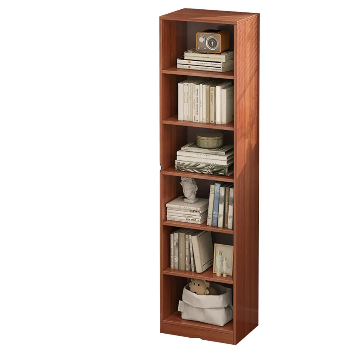 Modish Classic Wood Vertical Narrow Organizer Bookcase Image - 13