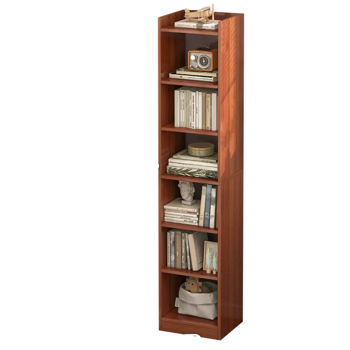 Modish Classic Wood Vertical Narrow Organizer Bookcase Image - 16