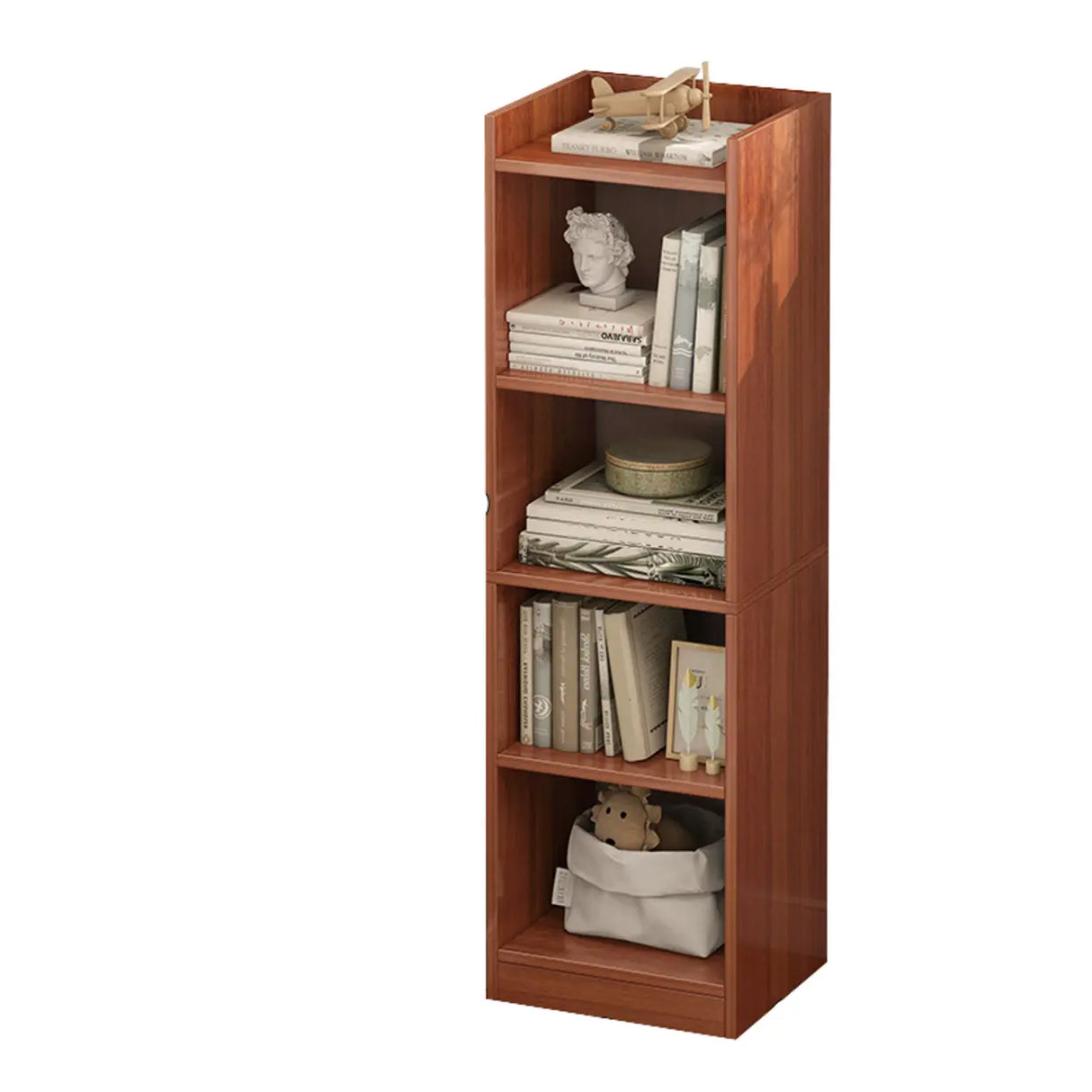 Modish Classic Wood Vertical Narrow Organizer Bookcase Image - 17
