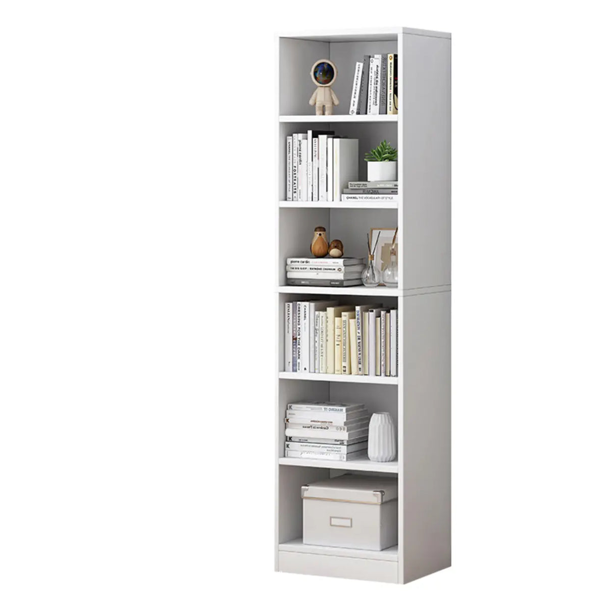 Modish Classic Wood Vertical Narrow Organizer Bookcase Image - 2