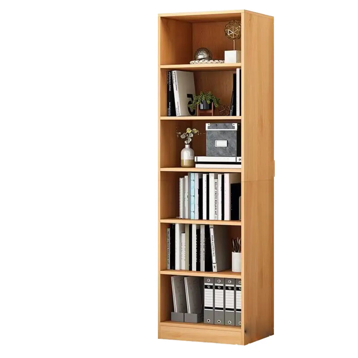 Modish Classic Wood Vertical Narrow Organizer Bookcase Image - 21