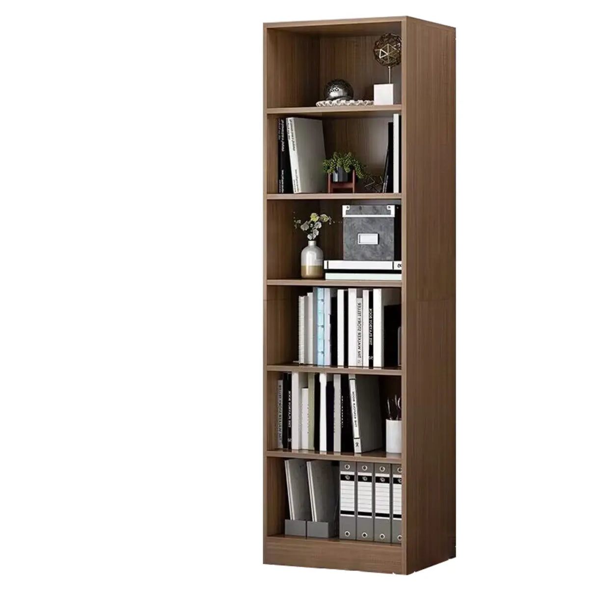 Modish Classic Wood Vertical Narrow Organizer Bookcase Image - 23
