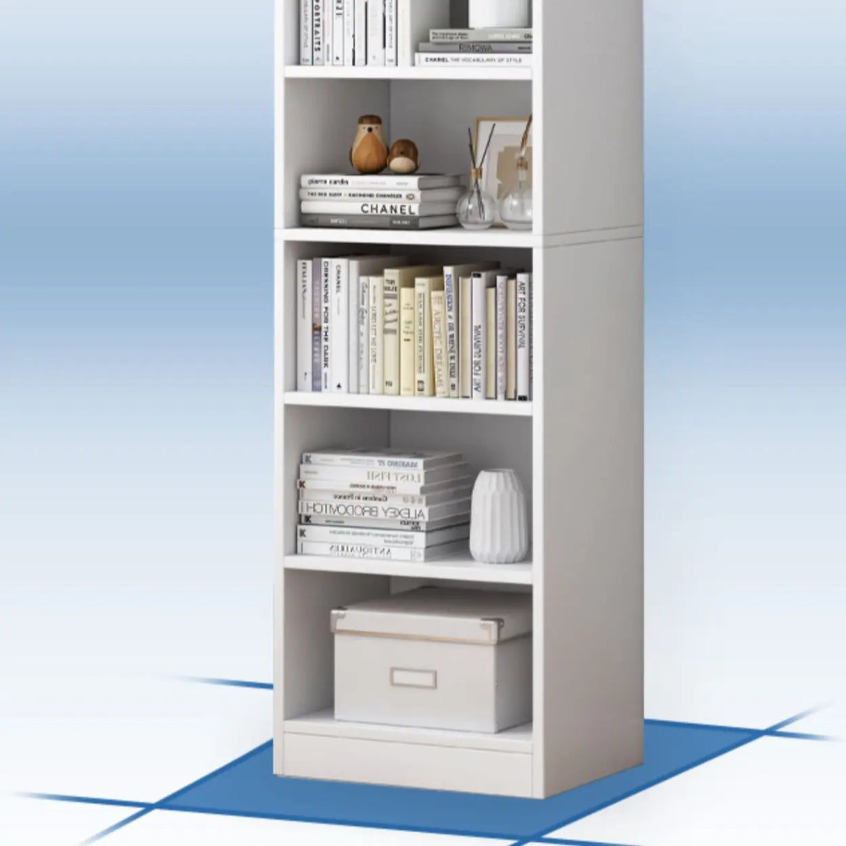 Modish Classic Wood Vertical Narrow Organizer Bookcase Image - 26