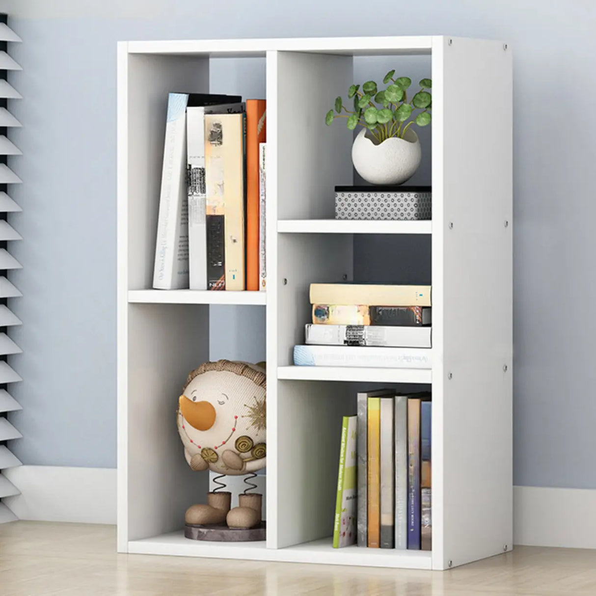 Modish Classic Wood Vertical Narrow Organizer Bookcase Image - 27