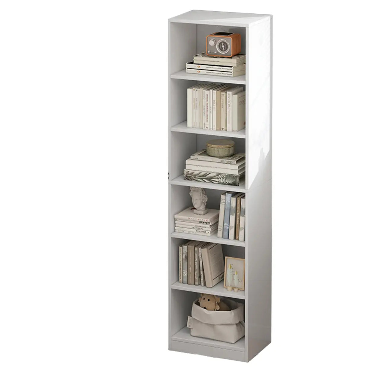 Modish Classic Wood Vertical Narrow Organizer Bookcase Image - 28