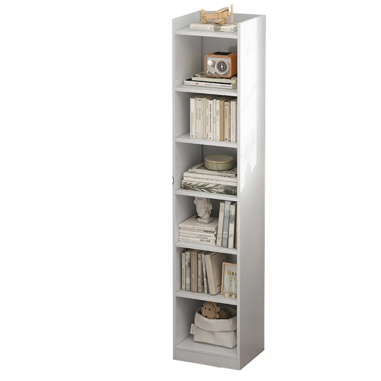 Modish Classic Wood Vertical Narrow Organizer Bookcase Image - 3