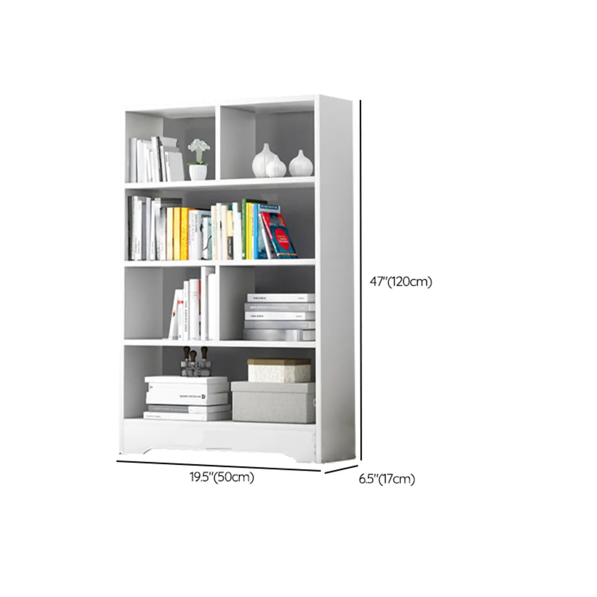 Modish Classic Wood Vertical Narrow Organizer Bookcase Image - 30