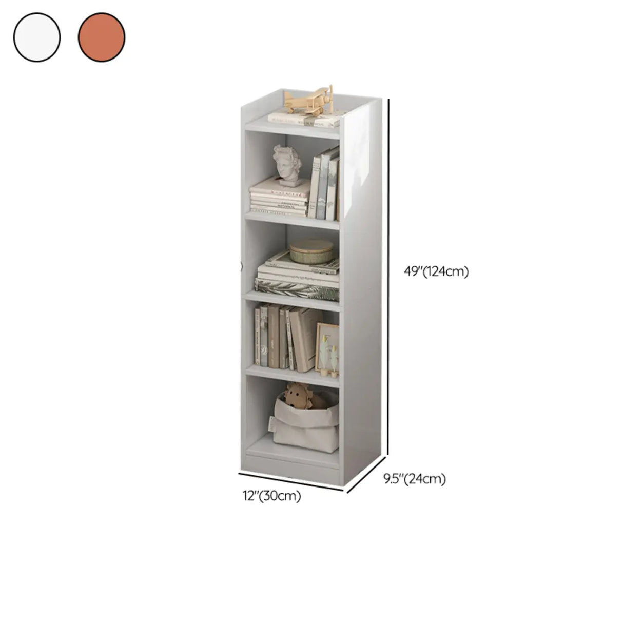 Modish Classic Wood Vertical Narrow Organizer Bookcase Image - 33