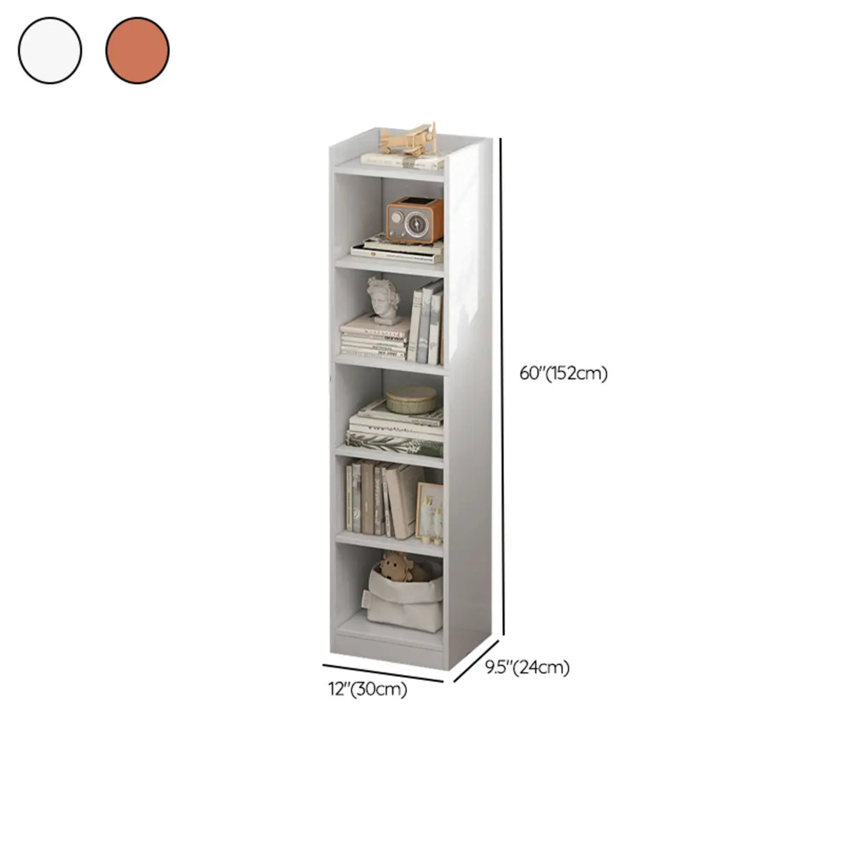 Modish Classic Wood Vertical Narrow Organizer Bookcase Image - 34