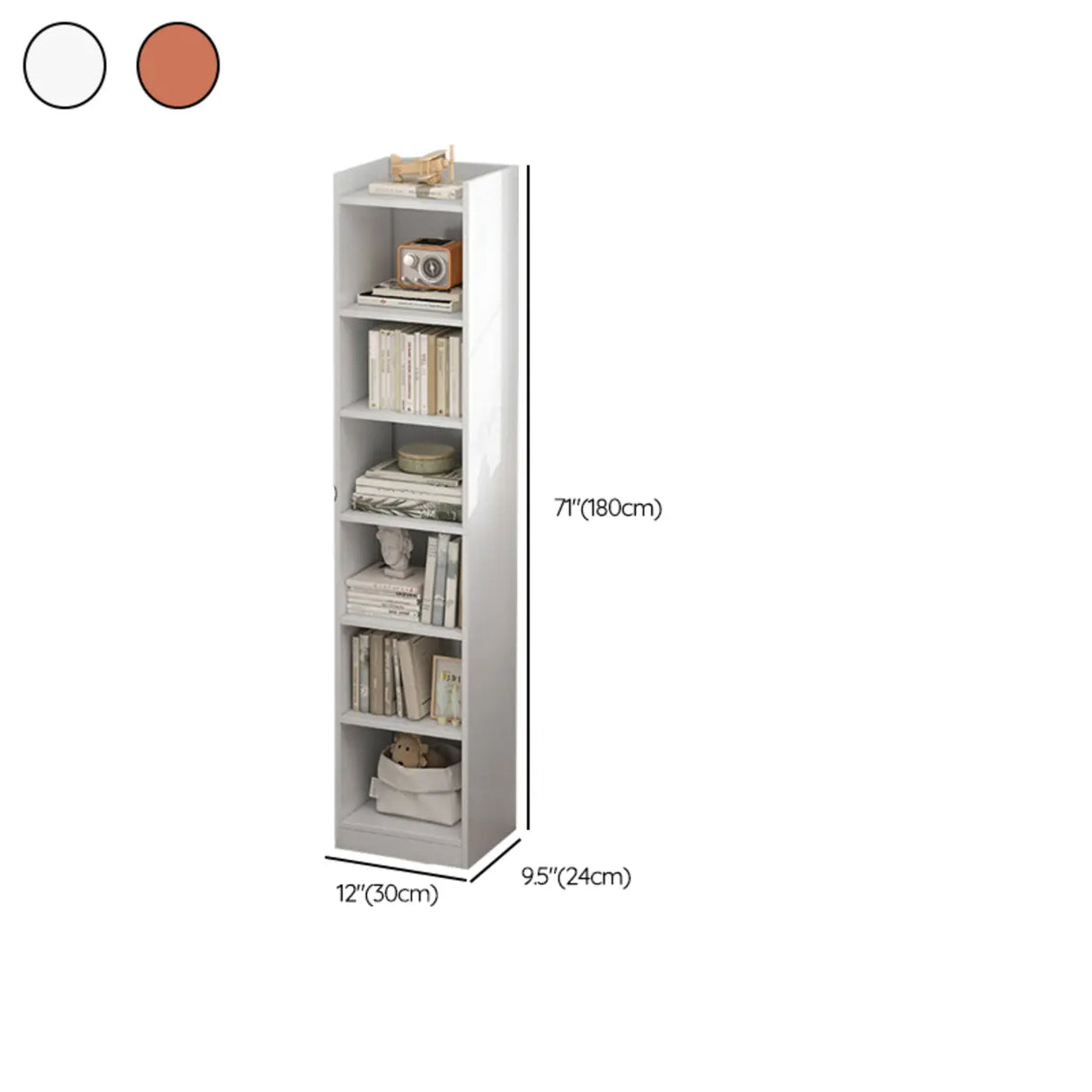 Modish Classic Wood Vertical Narrow Organizer Bookcase Image - 35