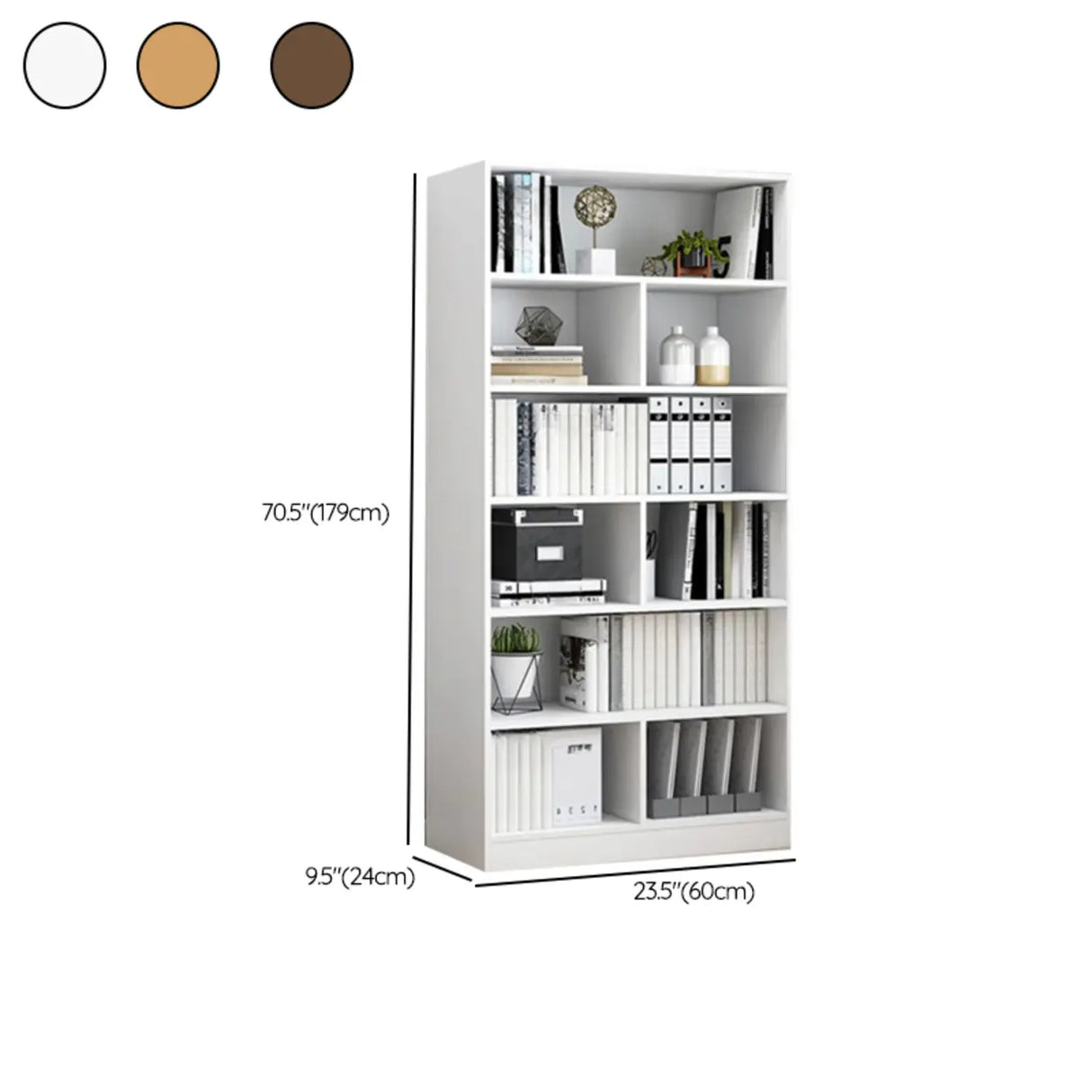 Modish Classic Wood Vertical Narrow Organizer Bookcase Image - 36