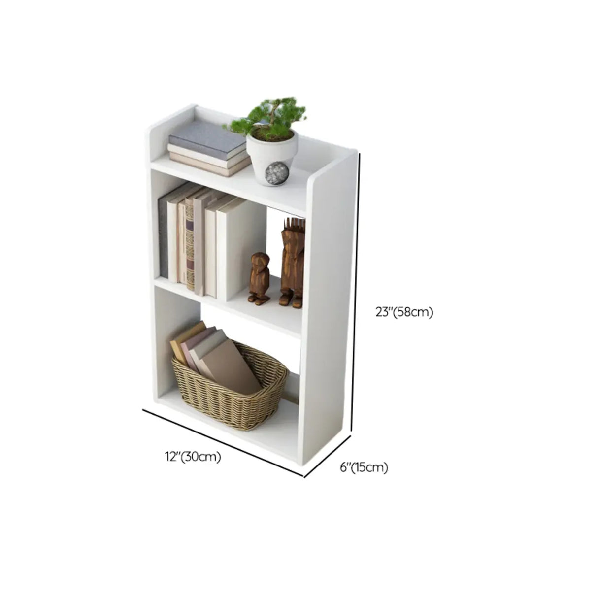 Modish Classic Wood Vertical Narrow Organizer Bookcase Image - 38