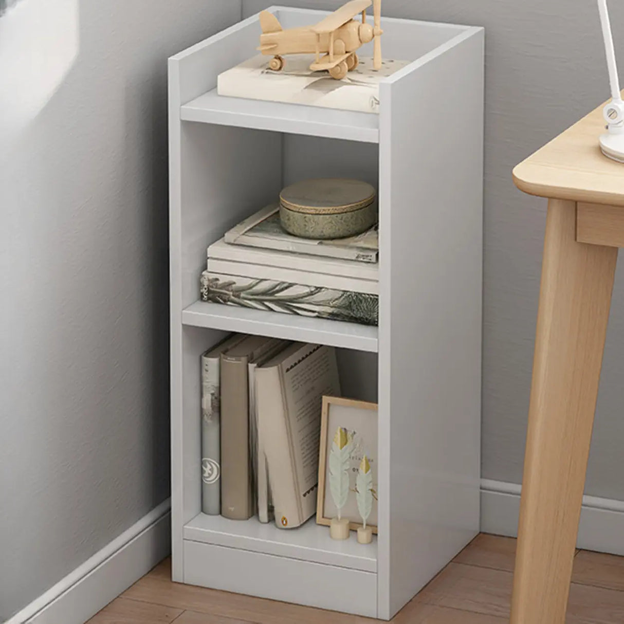 Modish Classic Wood Vertical Narrow Organizer Bookcase Image - 5