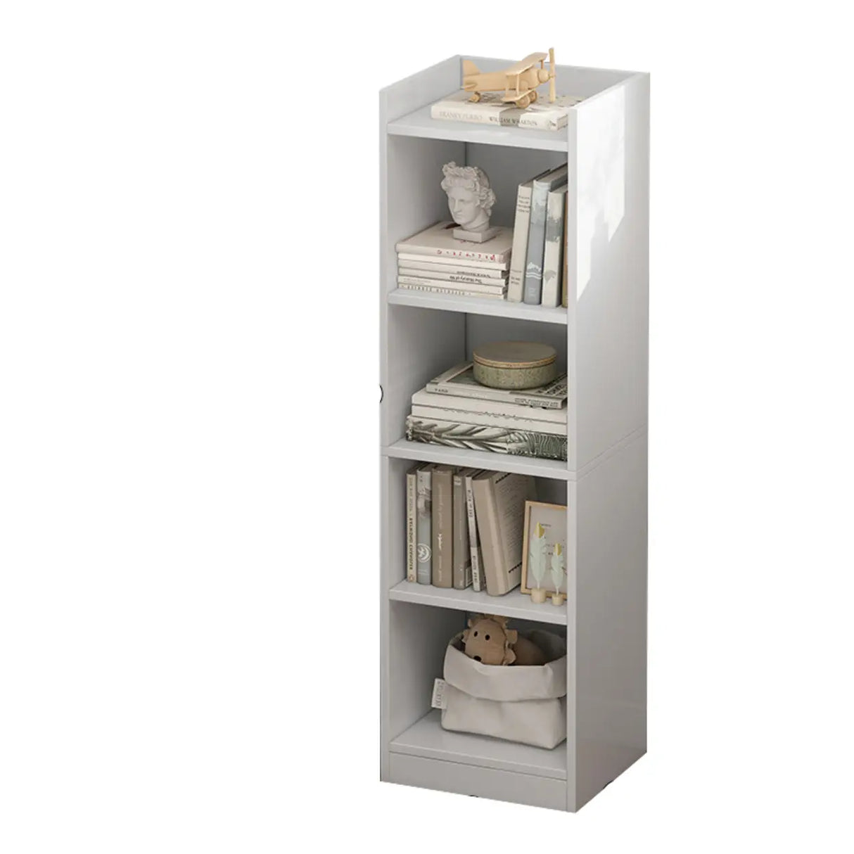 Modish Classic Wood Vertical Narrow Organizer Bookcase Image - 6