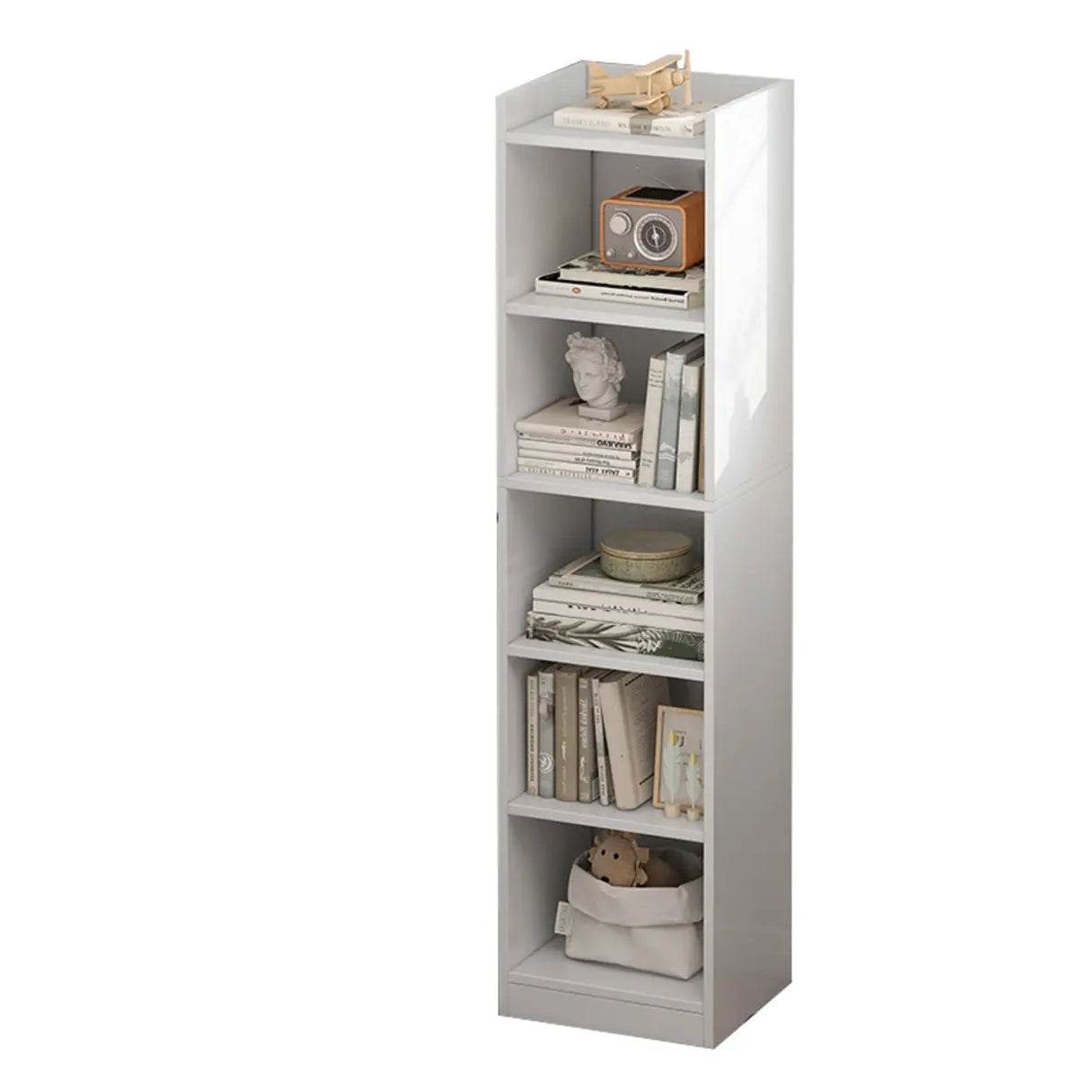 Modish Classic Wood Vertical Narrow Organizer Bookcase Image - 7