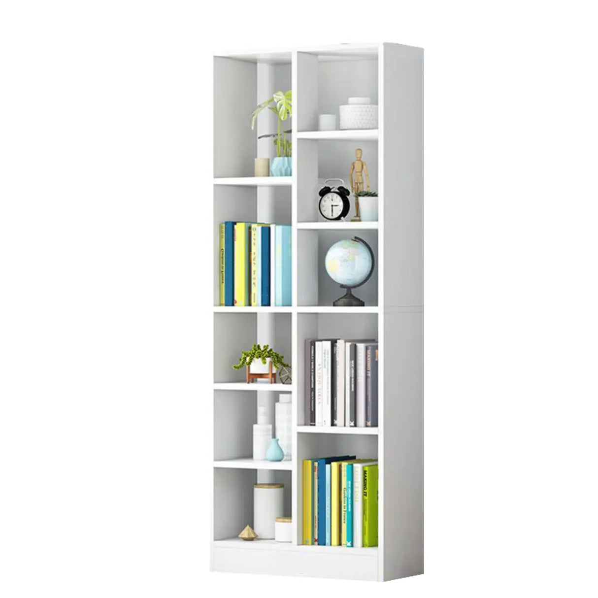 Modish Classic Wood Vertical Narrow Organizer Bookcase Image - 9