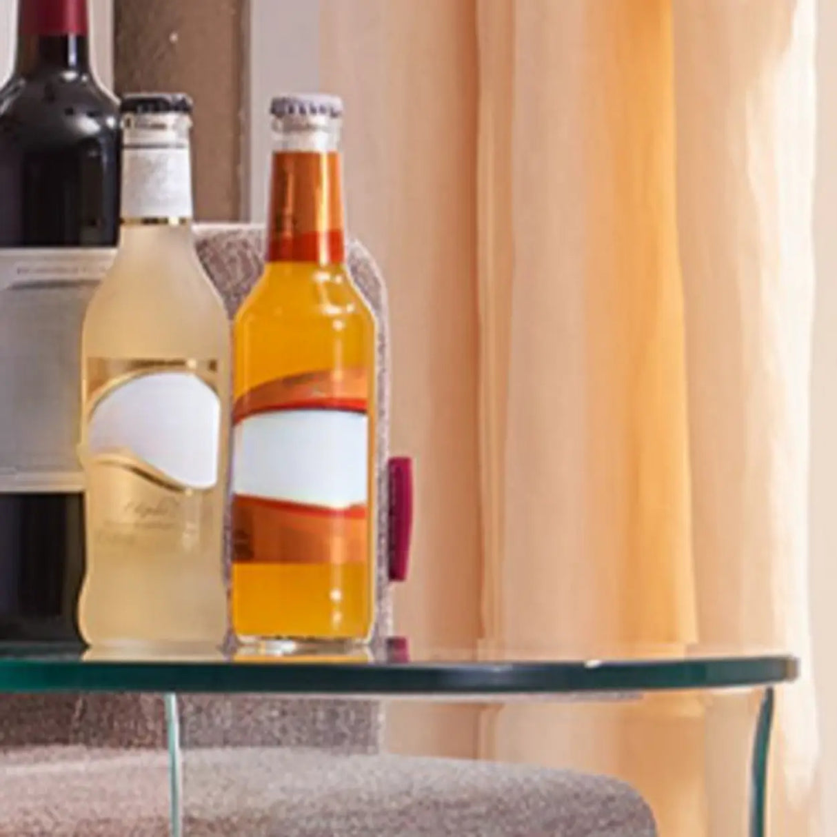 Modish Clear Glass Vitreous Chairside Table with Wheel Image - 6